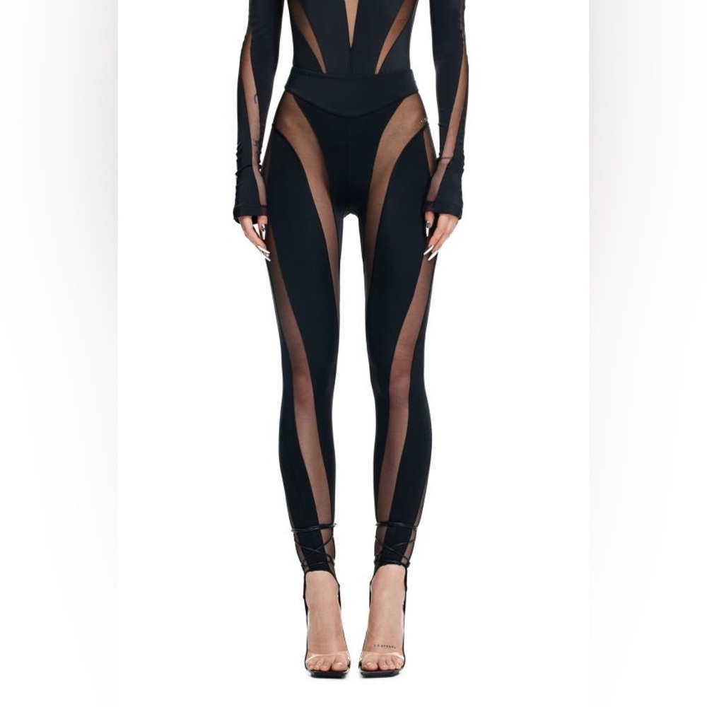 MUGLER X H&M Mesh Paneled Leggings